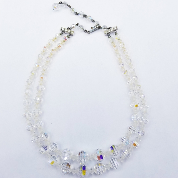 Vintage LAGUNA double strand Aurora Borealis necklace. - Picture 3 of 9